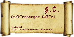 Grünsberger Dézi névjegykártya